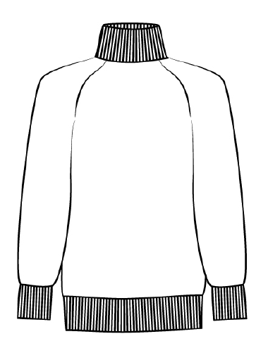 Skizze eines Rollkragenpullovers in schwarz weiß