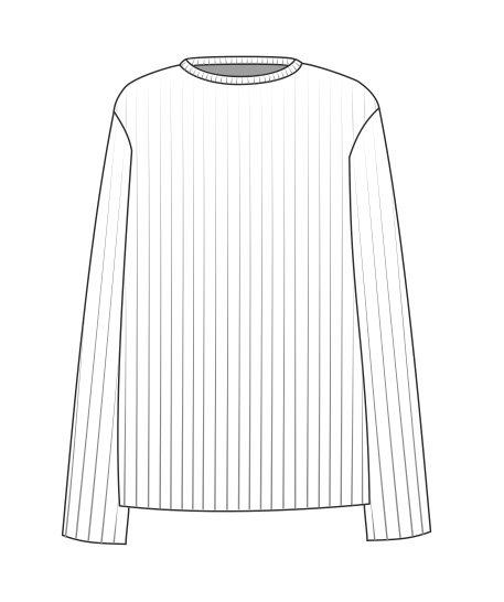 Produktskizze in schwarz weiß von dem Loose Fit Pullover.