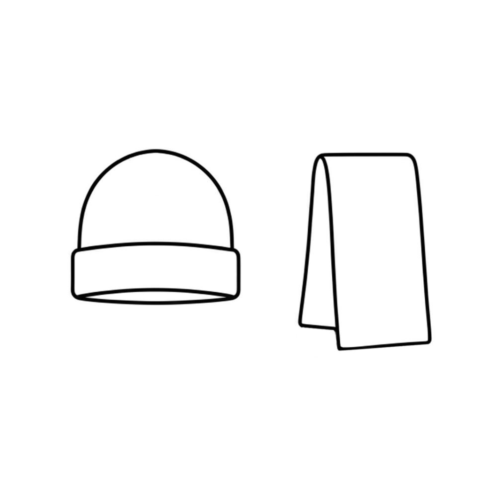 Piktogram von Mütze und Schal auf weißem Hintergrund