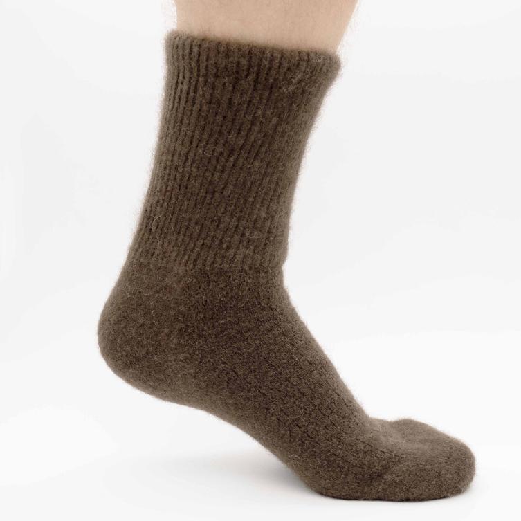 Brown socks against a white background