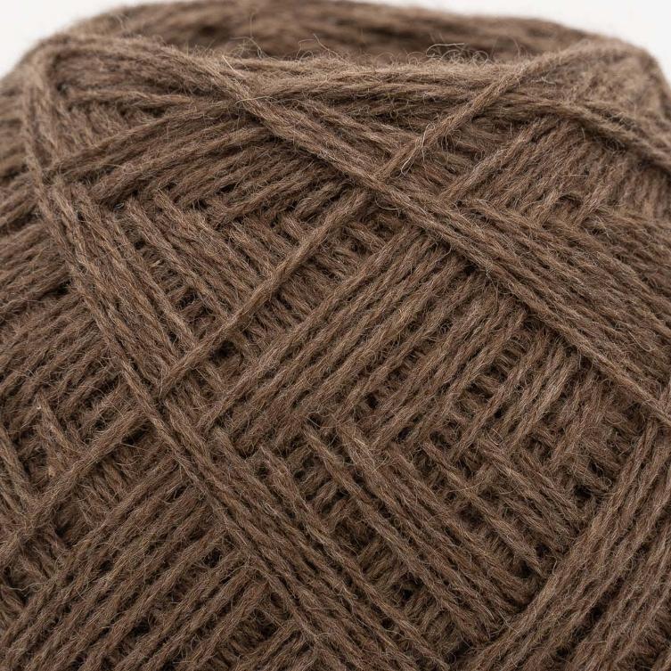 Close-up of brown yak hair as knitting yarn