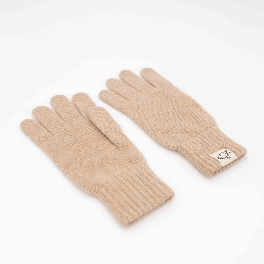 Handschuhe aus Kamelwolle, linke Hand Unterseite