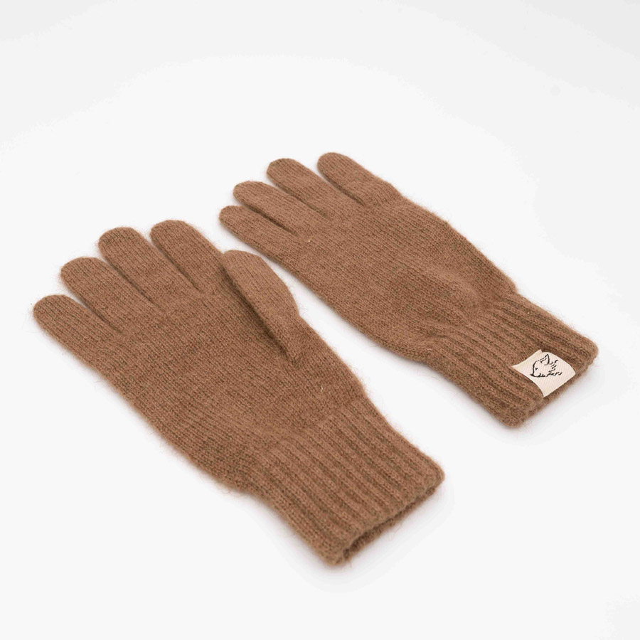 Handschuhe aus Kamelwolle, linke Hand Unterseite