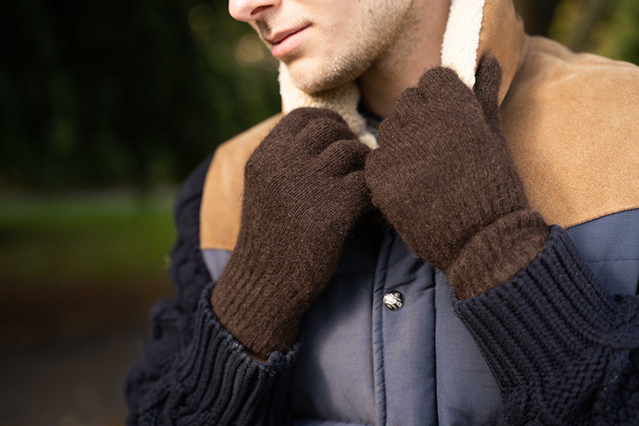 Handschuhe aus Yakwolle, yakbraun