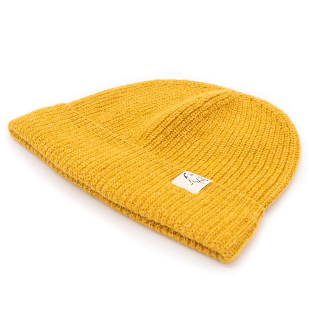 Beanie aus Schafwolle, senfgelb