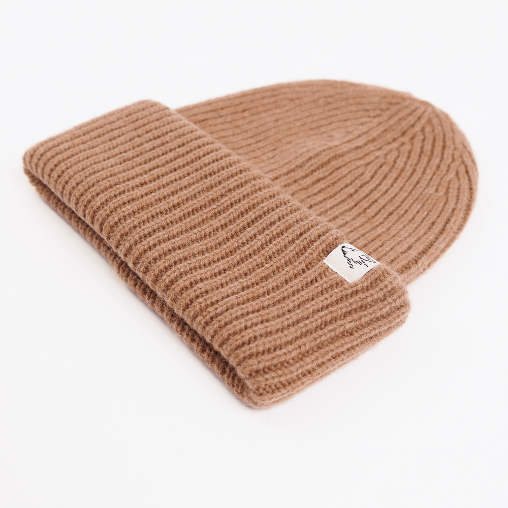 Beanie aus Kamelwolle, braun, Seite