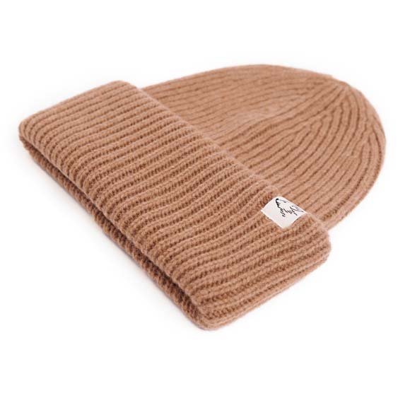 Beanie aus Kamelwolle, braun, Seite