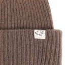 Beanie aus Yakwolle, yakbraun, Detail Logo