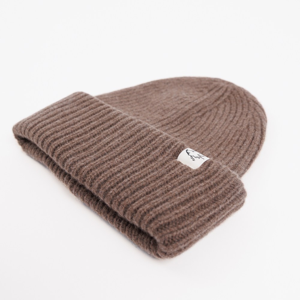 Beanie aus Yakwolle, braun, Seite