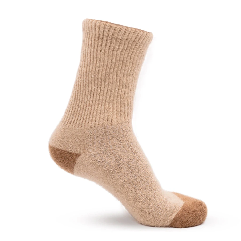 Camel wool socks, beige & brown (35-37)
