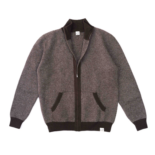 Knitted zipper jacket made of yak wool, mottled (S)