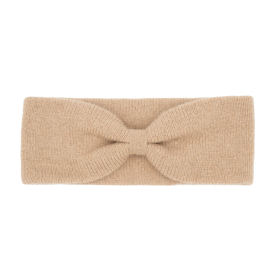Stirnband aus Kamelwolle (Schleife), beige