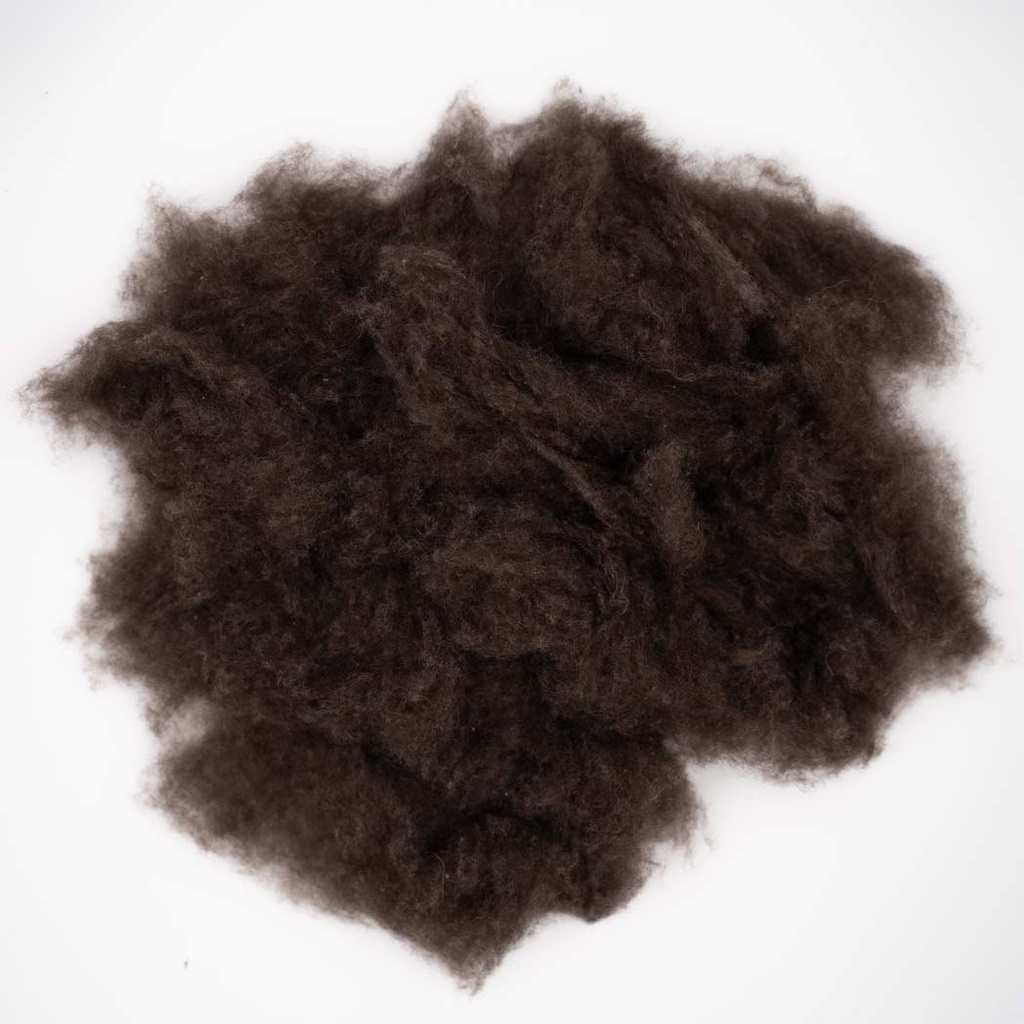 Yakwolle kardierte Rohwolle, dunkelbraun (100g)