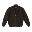 Knitted zipper jacket made of yak wool, dark brown