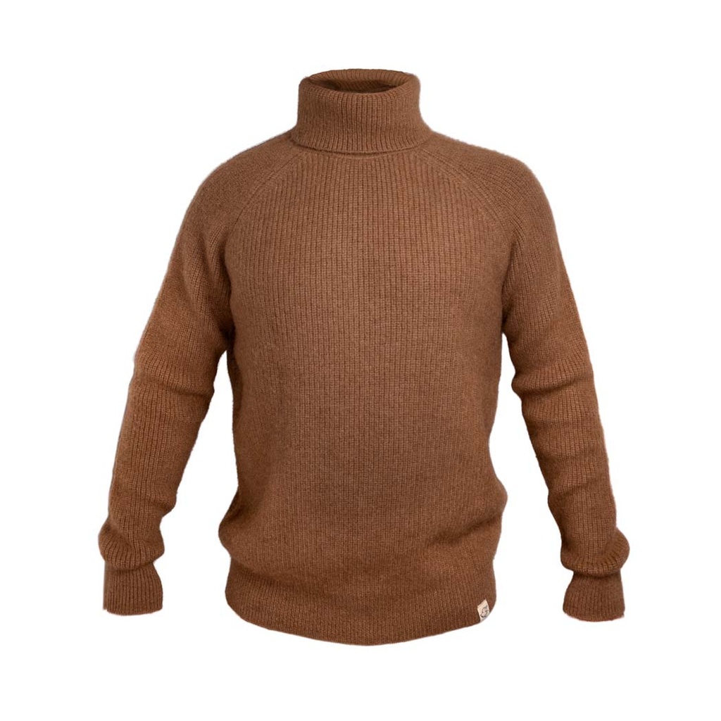 Rollkragenpullover aus Kamelwolle, braun