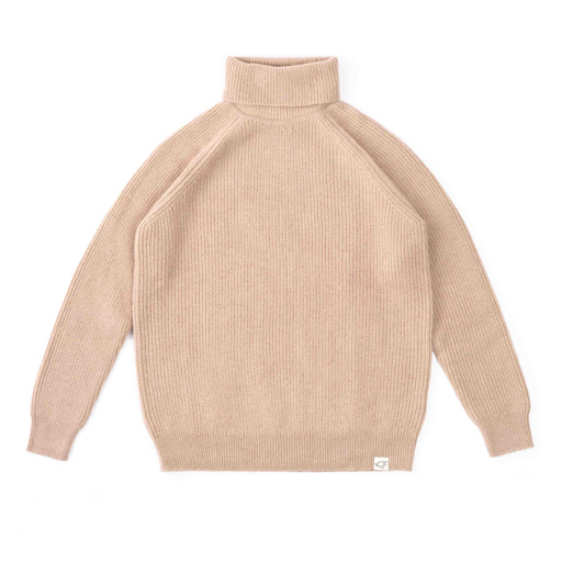 Rollkragenpullover aus Kamelwolle, beige