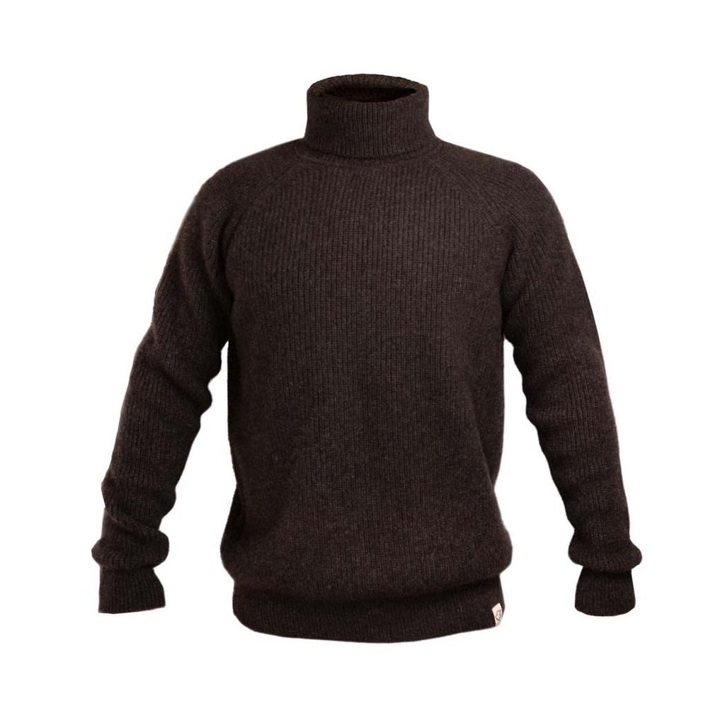 Rollkragenpullover aus Yakwolle, dunkelbraun