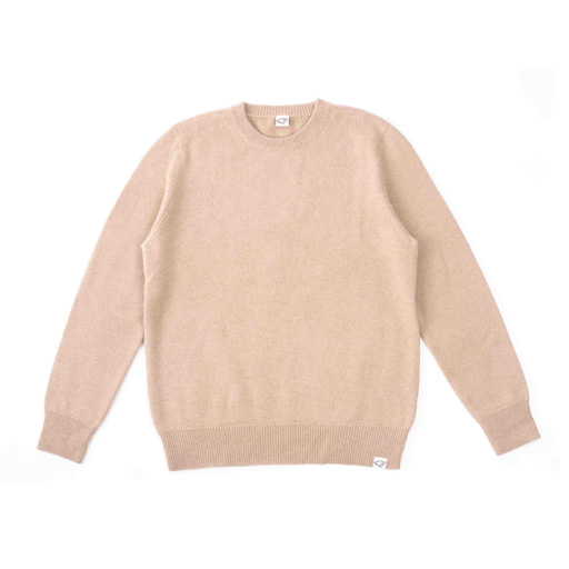 Crew-neck sweater made of camel wool, beige