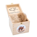 Box with raw wool to touch and feel