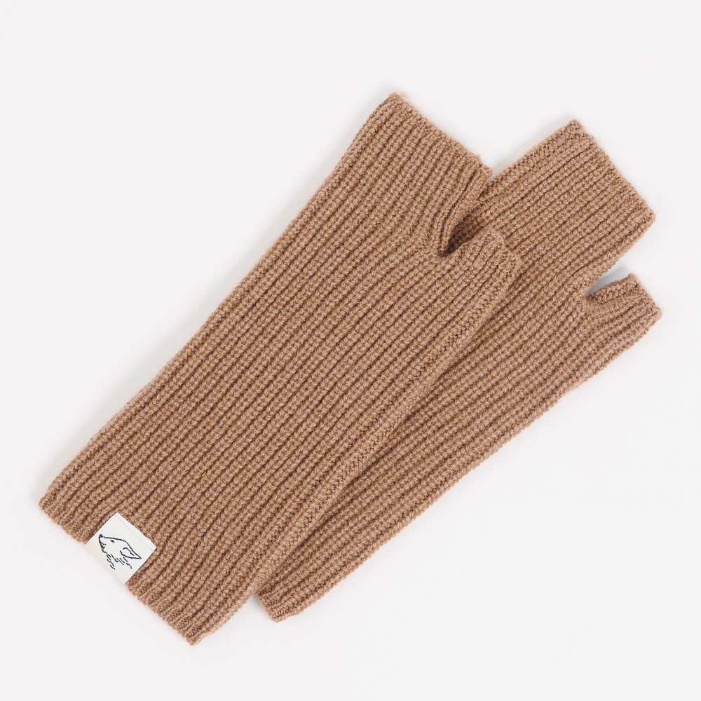 Wrist warmers made of camel wool, brown