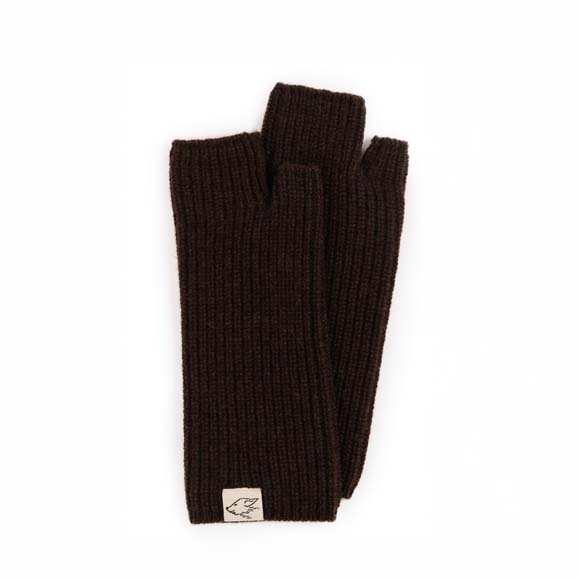 Wrist warmers made of yak wool, dark brown