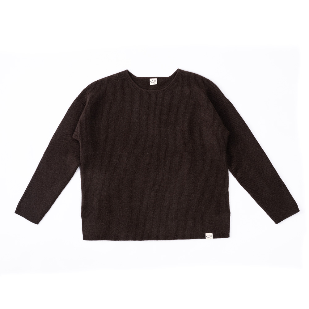 Loose fit pullover made of yak wool, dark brown