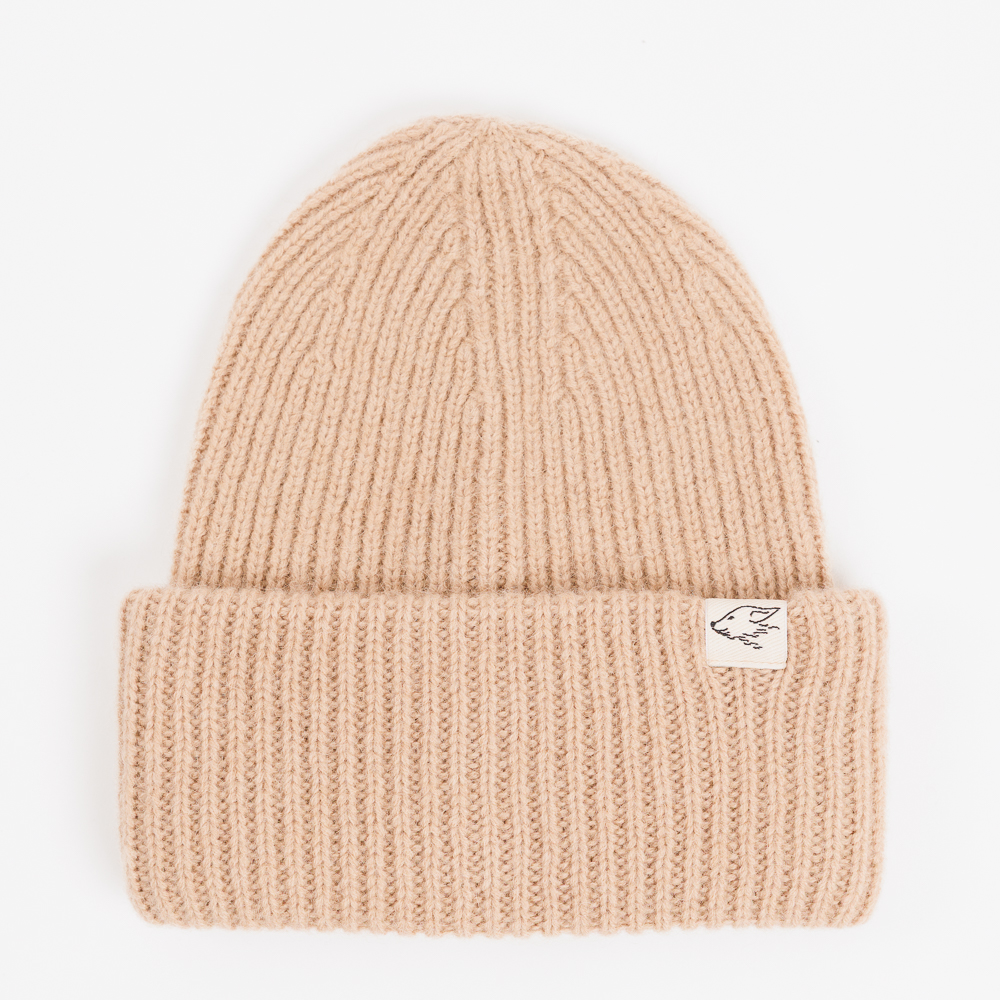 Big camel wool beanie, beige