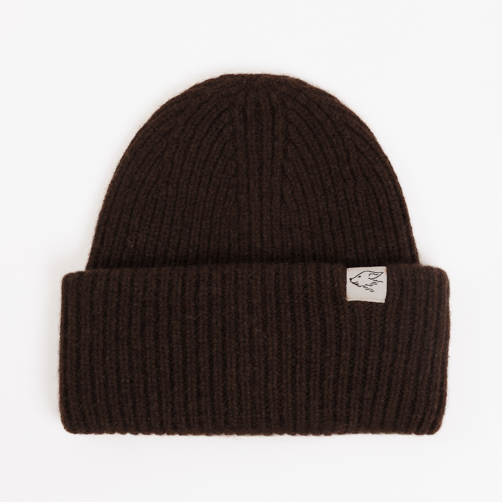 Big yak wool beanie, dark brown