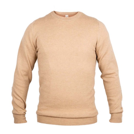 Crew neck sweater made from camel wool, beige