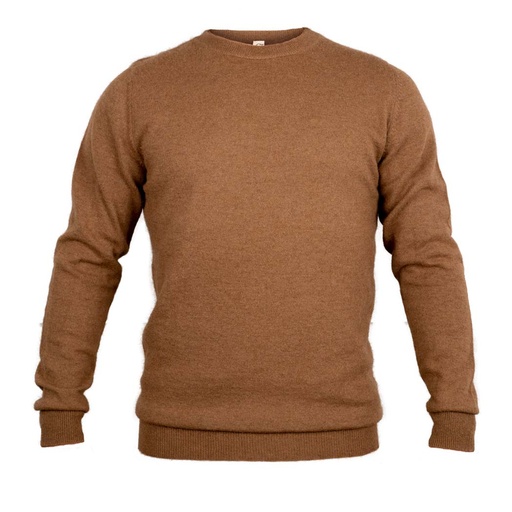 Crew neck sweater made from camel wool, brown