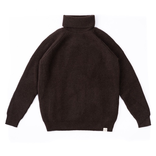Rollkragenpullover aus Yakwolle, dunkelbraun