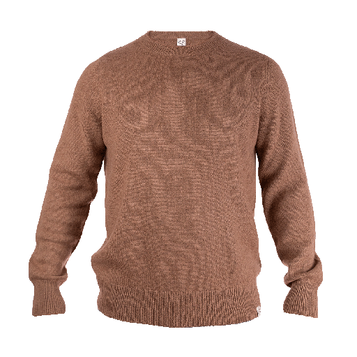 Crew-neck Sweater made from camel wool, brown