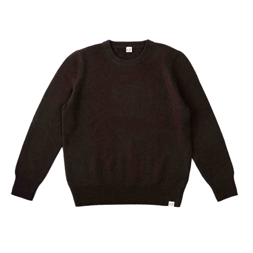 Crew-neck Sweater made from yak wool, dark brown