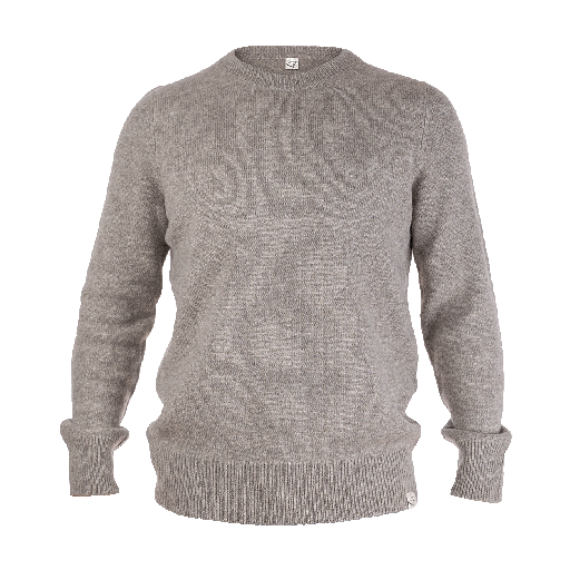 Crew-neck sweater made from yak wool, grey